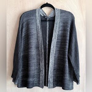 Eileen Fisher Silk Organic Cotton Striated Cardigan Women’s M Black Gray